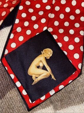 PEEKABOO PINUP NUDE ITALIAN TIE Red & White Polka Dot Necktie ANGELINO
